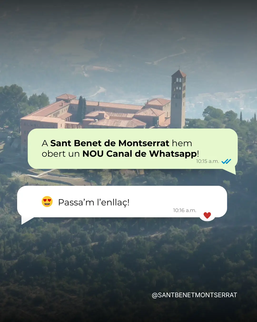 Canal de Whatsapp del Monestir de Sant Benet de Montserrat
