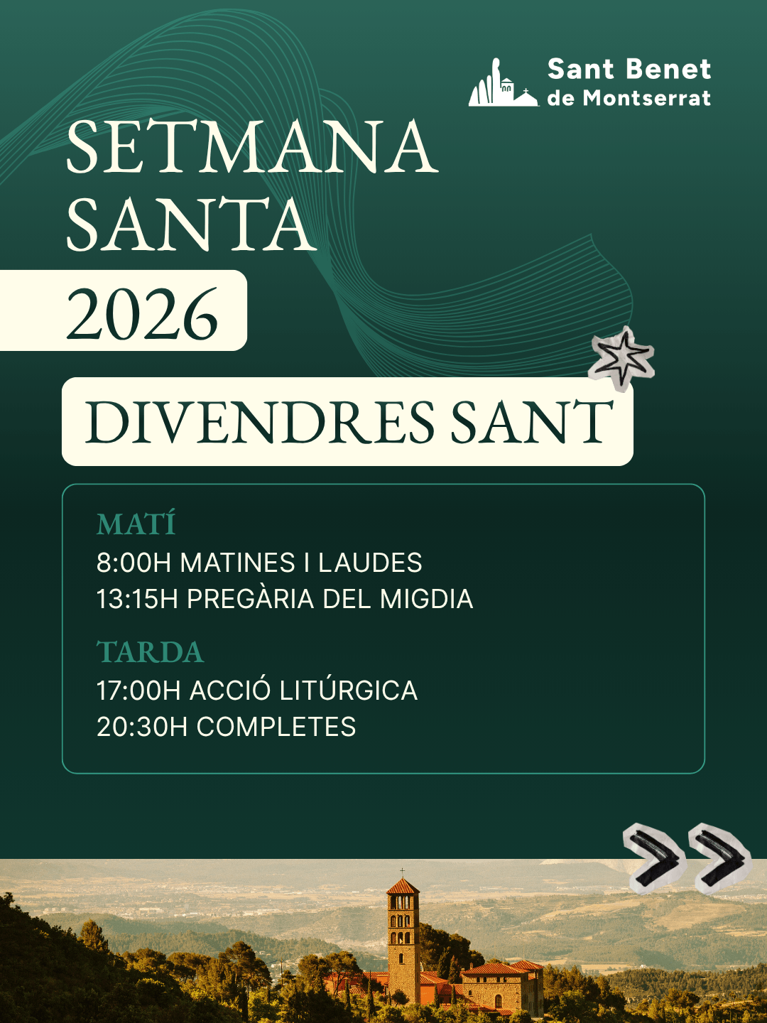 Horari Divendres Sant | Monestir Sant Benet de Montserrat